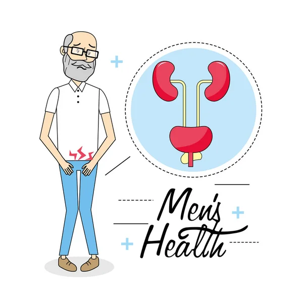 Old Man Illness Urinary System Vector Illustration — Stock Vector