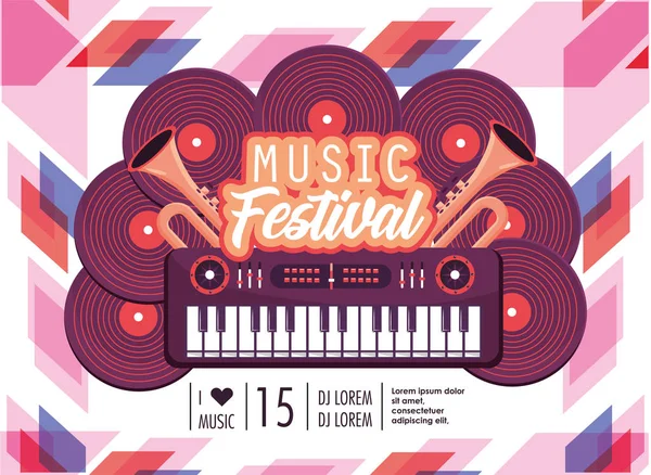 Piano Utrustning Till Musik Festival Firandet Vektorillustration — Stock vektor