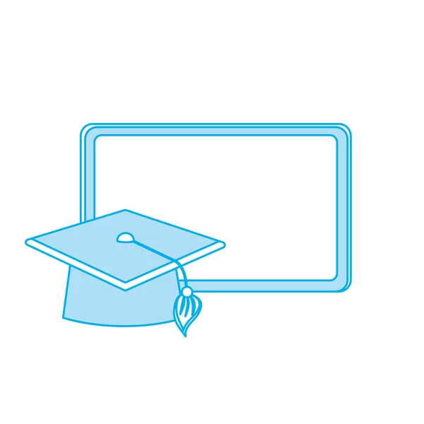 Contour Blackboard Object Cap Graduation Design Vector Illustration — Stock Vector