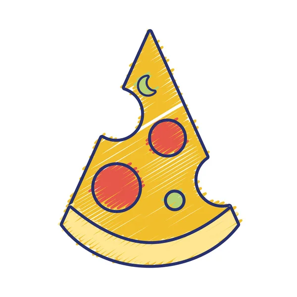 Ilustracja Wektorowa Niezdrowych Fast Food Pizza Pyszny Kawałek — Wektor stockowy