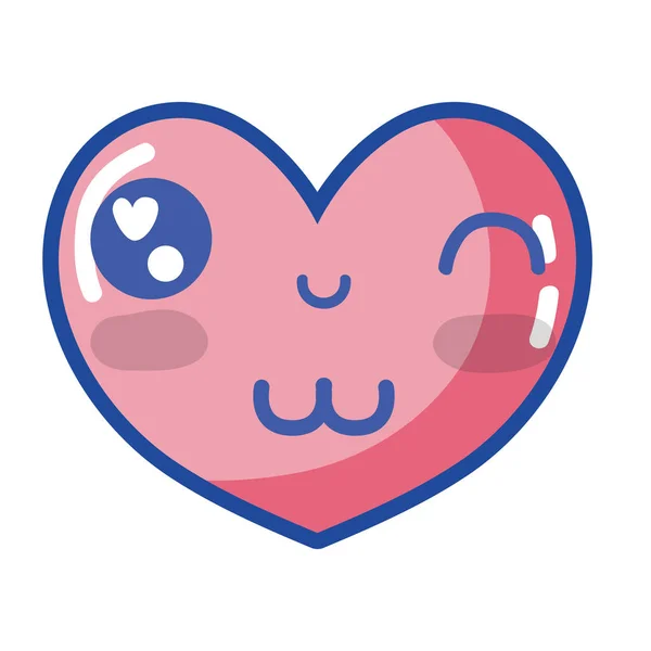 Kawaii Lindo Corazón Divertido Diseño Vector Ilustración — Vector de stock