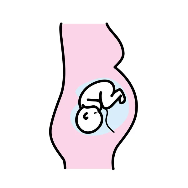 Беременная Женщина Ребенок Векторной Иллюстрацией Пуповины — стоковый вектор