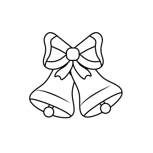 リボン弓装飾デザイン ベクトル図と線鐘 — ストックベクタ