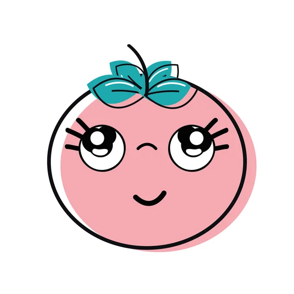 Kawaii Agradável Pensamento Tomate Vegetal Ilustração Vetorial —  Vetores de Stock