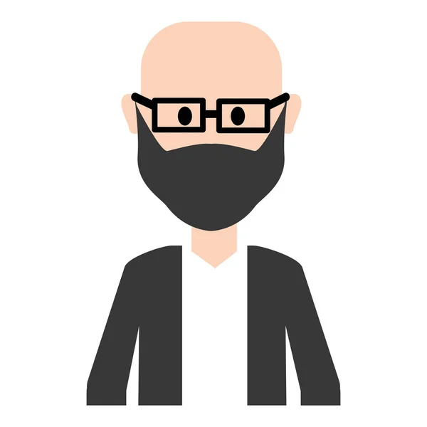 Man Met Baard Bril Casual Doek Vectorillustratie — Stockvector