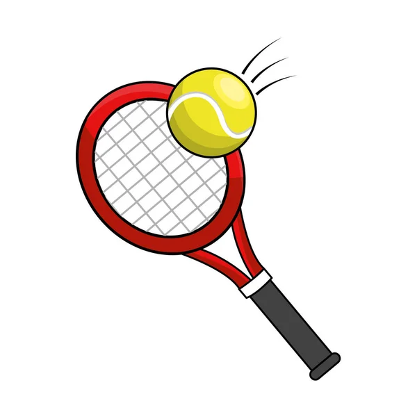 Kleur Racket Tennis Bal Pictogram Vector Illustraction Ontwerp — Stockvector