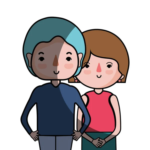 Pareja Belleza Junto Con Diseño Del Peinado Vector Ilustración — Vector de stock