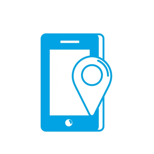 Silhouette Technologie Smartphone Avec Carte Localisation Illustration Vectorielle Symbole — Image vectorielle
