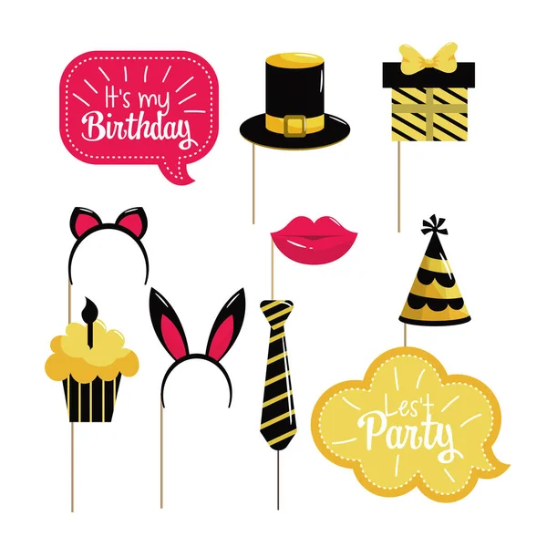 mutlu Doğum günü kutlama olay dekorasyon vektör çizim ayarla