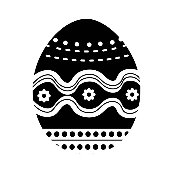 Negro Contorno Huevo Pascua Decoración Diseño Vector Ilustración — Vector de stock