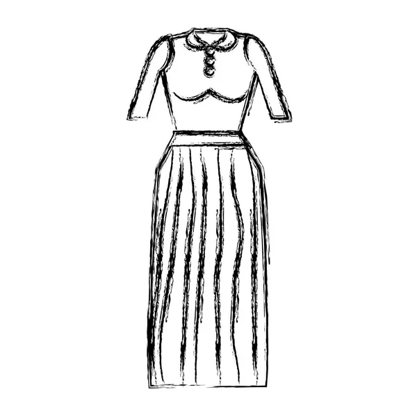 Контурна Повсякденна Блузка Довга Спідниця Векторні Ілюстрації — стоковий вектор
