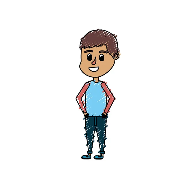 Niño Con Diseño Peinado Ilustración Vectores Ropa Casual — Vector de stock