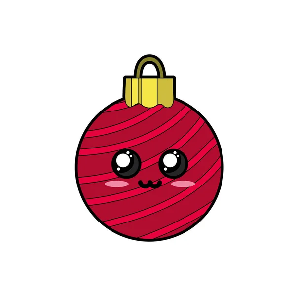 Illustration Vectorielle Boule Noël Tendre Mignon Kawaii — Image vectorielle