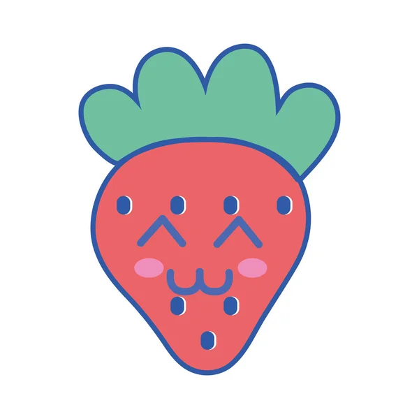 Illustration Vectorielle Fruits Fraise Heureux Mignon Kawaii — Image vectorielle