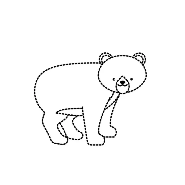 点線の形かわいいクマ野生動物アイコン ベクトル図 — ストックベクタ