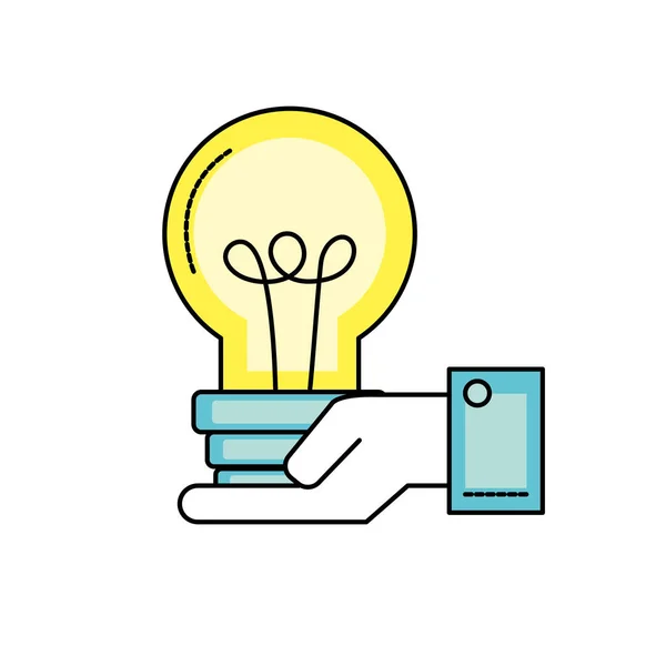 Businessman Bulb Idea Palm Hand Vector Illustration — Stock Vector