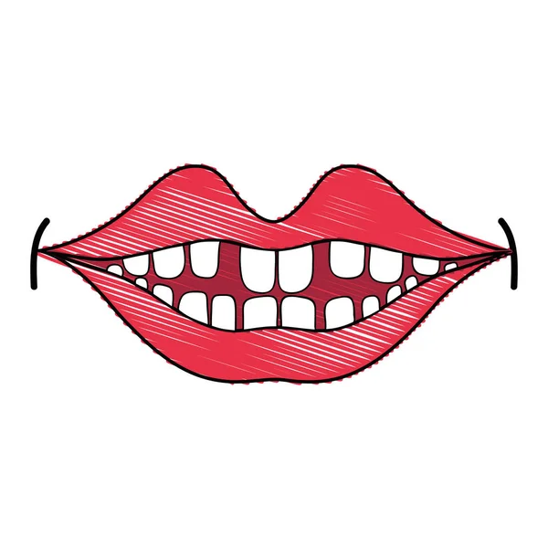 Bouche Heureuse Avec Des Dents Illustration Vectorielle Icône Design — Image vectorielle