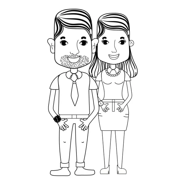 saç modeli ve rahat kıyafetler, vektör çizim ile güzel çift