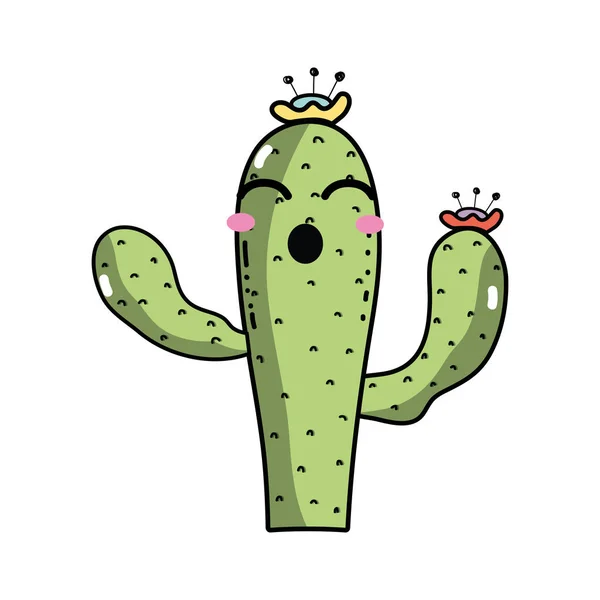 Kawaii Nice Funny Cactus Plant Vector Illustration — Stock Vector