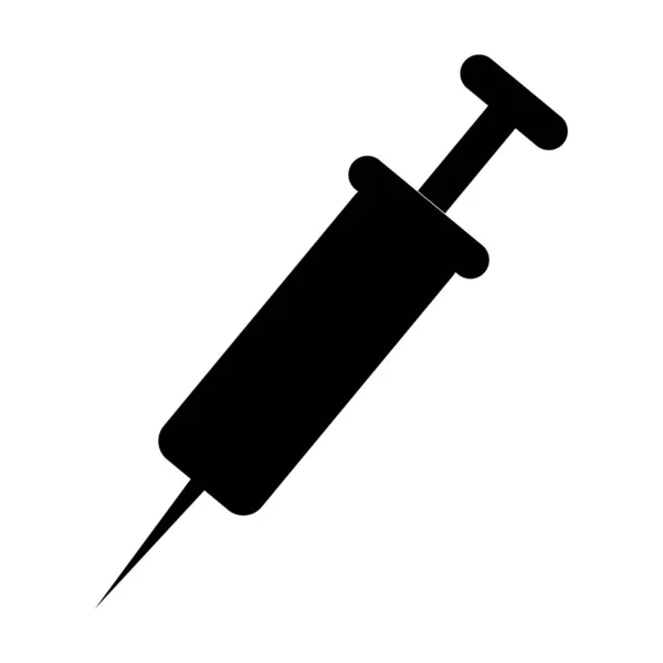 Black Contour Syringe Tool Treatment Donation Vector Illustration — Stock Vector