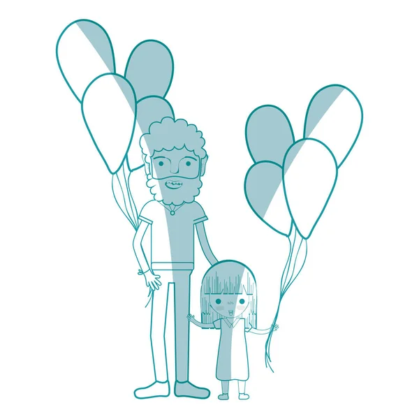Άνθρωπος Σιλουέτα Την Κόρη Και Μπαλόνια Εικονογράφηση Διάνυσμα — Διανυσματικό Αρχείο