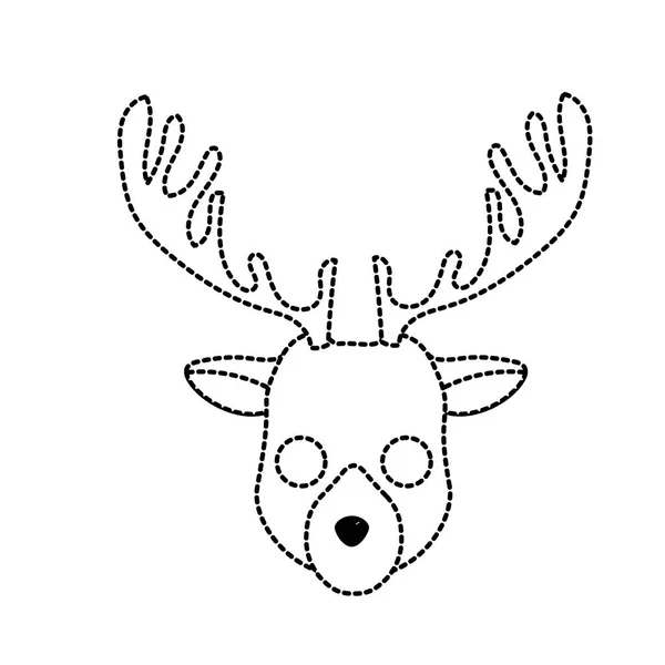 Forme Pointillée Tête Wapiti Sauvage Mignon Animal Vecteur Illustration — Image vectorielle