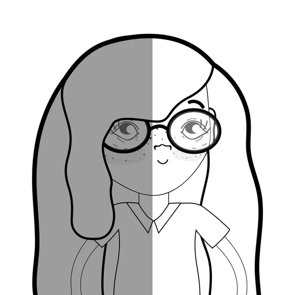 Figura Chica Bonita Con Gafas Ropa Casual Vector Ilustración — Vector de stock