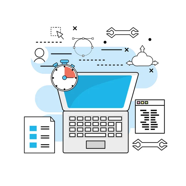 Tecnología Sistema Programación Información Vector Código Ilustración — Vector de stock