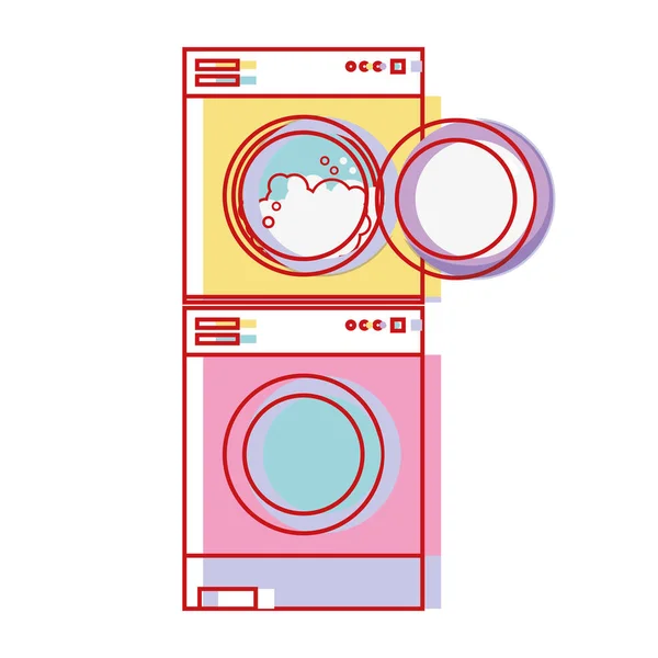Máquina Lavar Roupa Eletrônica Secador Para Limpar Ilustração Vetorial —  Vetores de Stock