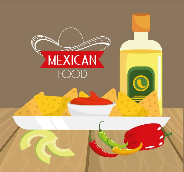 Comida Mexicana Tradicional Com Ilustração Vetor Abacate Tequila — Vetor de Stock