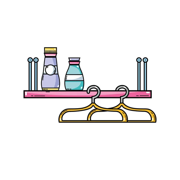 Scaffale Con Addolcitore Detergente Bottiglia Liquida Vettoriale Illustrazione — Vettoriale Stock