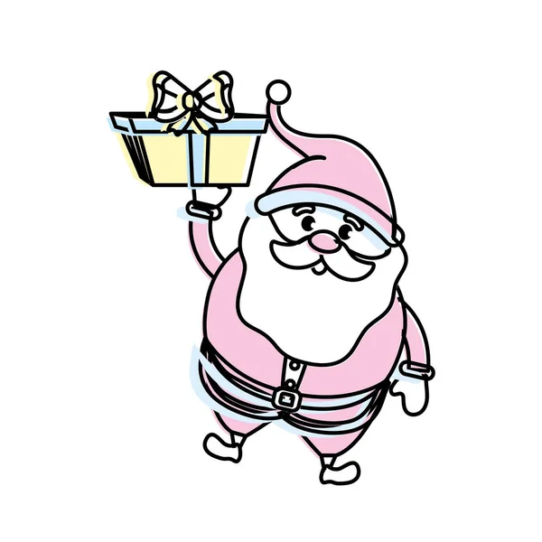Santa Claus Avec Costume Noël Cadeau Cadeau Vectoriel Illustration — Image vectorielle