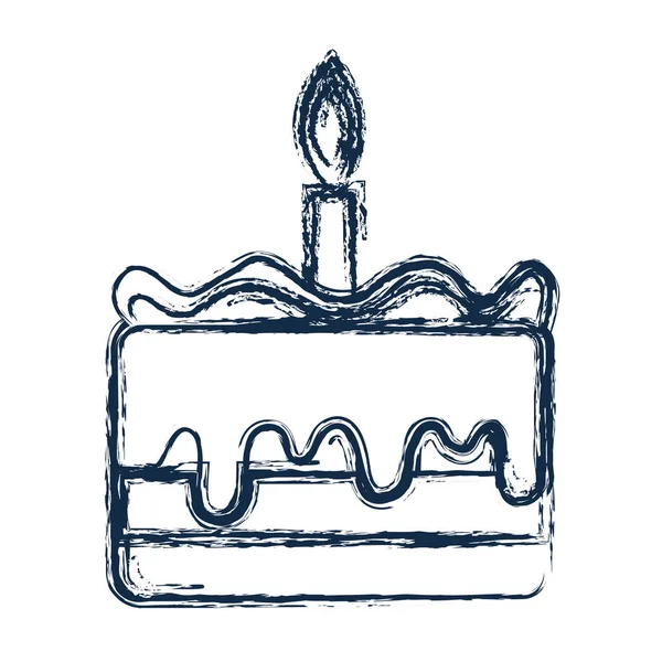 Figure Savoureux Gâteau Desset Avec Bougie Pour Manger Illustration Vectorielle — Image vectorielle