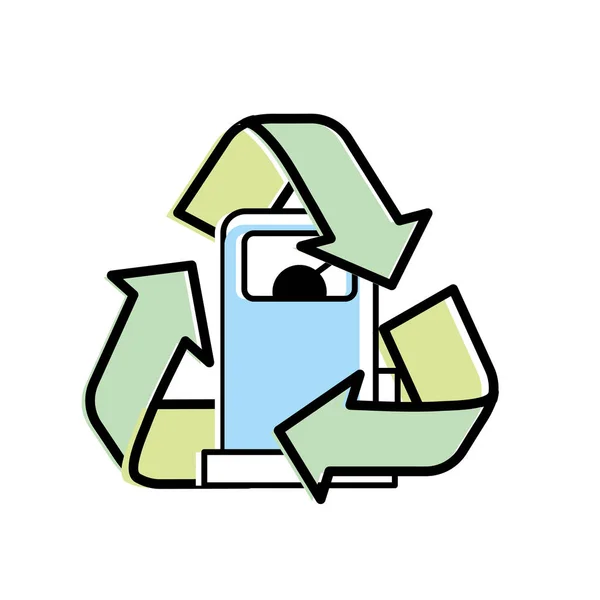 Máquina Gás Com Símbolo Reciclagem Torno Ilustração Vetorial — Vetor de Stock
