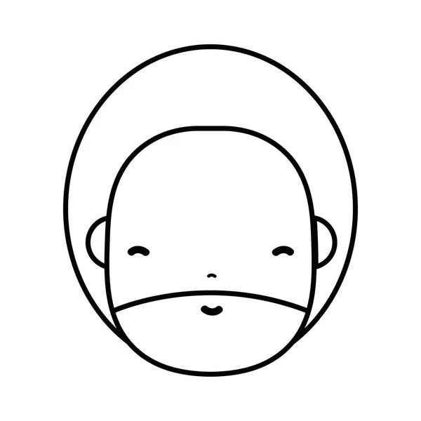 Linii Twarzy Człowieka Brodą Fryzurę Ilustracji Wektorowych Kawaii Avatar — Wektor stockowy