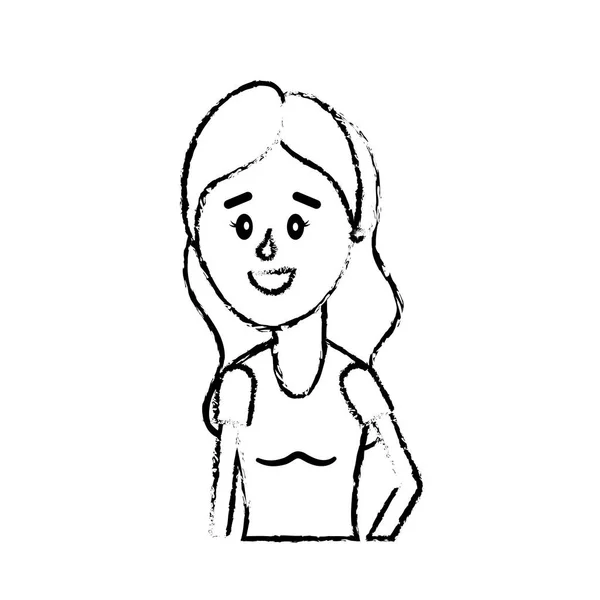 Figure Femme Avec Coiffure Conception Chemisier Illustration Vectorielle — Image vectorielle