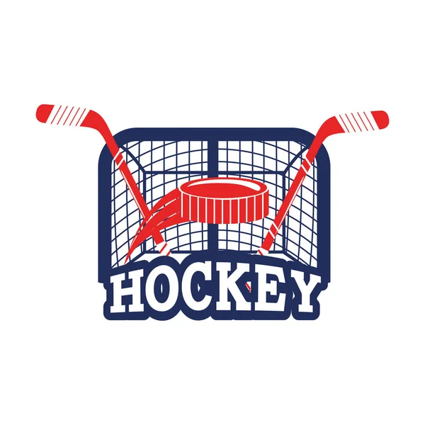 Hokey amblemi puck ve hedef vektör çizim ile sopa ile