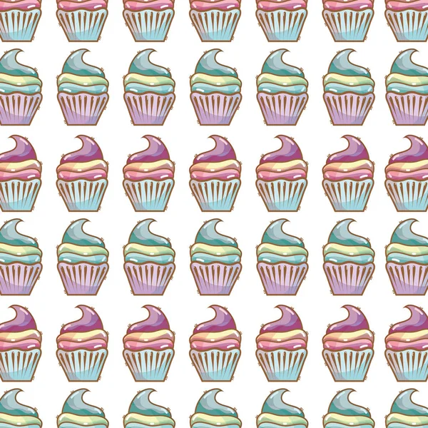 Heerlijke Cupcake Aan Achtergrond Van Viering Van Verjaardag Vectorillustratie — Stockvector