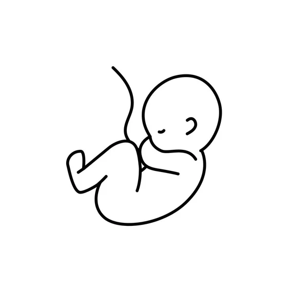 Línea Agradable Bebé Con Ilustración Vectores Cordón Umbilical — Vector de stock
