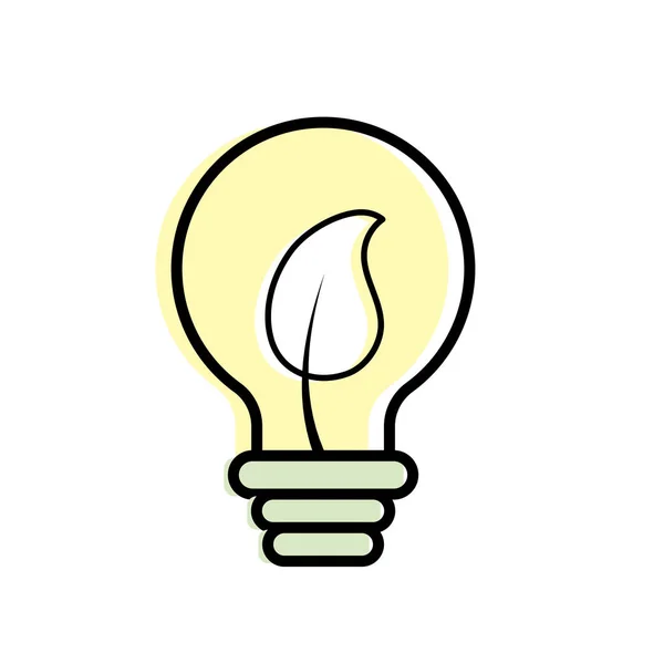 Ampoule Avec Feuille Intérieur Illustration Vectorielle Symbole Écologique — Image vectorielle