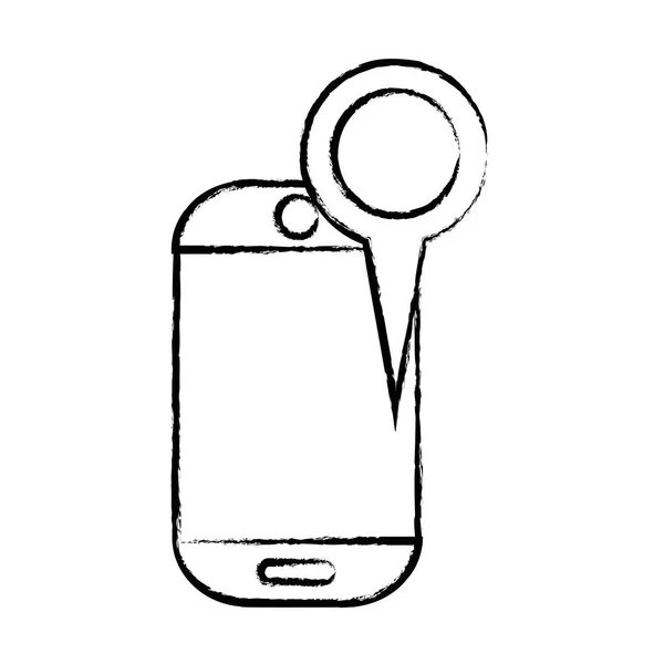Figura Tecnologia Smartphone Com Lupa Elemento Ilustração Vetorial —  Vetores de Stock