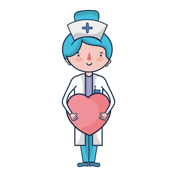 Профессиональная Медсестра Сердцем Тха Руки Векторной Иллюстрации — стоковый вектор