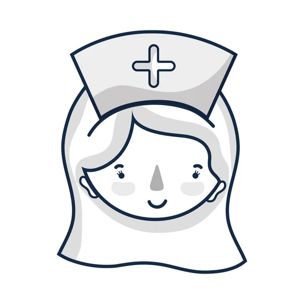 Profesional Enfermera Cara Con Sombrero Cabeza Vector Ilustración — Vector de stock