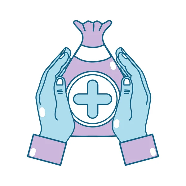 Χέρια Dotation Τσάντα Καρδιά Και Σταυρού Εικονογράφηση Διάνυσμα Σύμβολο — Διανυσματικό Αρχείο