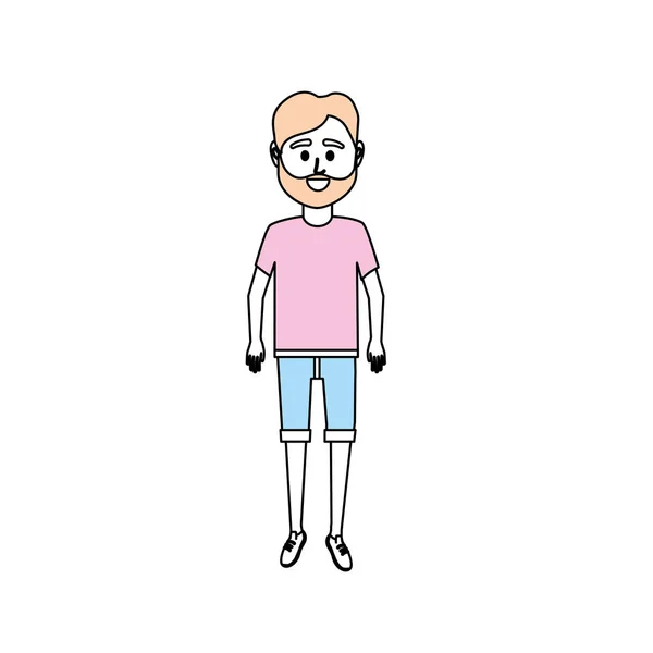 シャツとズボンのデザイン ベクトル図を持つ男 — ストックベクタ