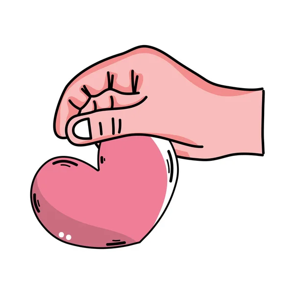 Hand Heart Symbol Love Romance Vector Illustration — Stock Vector