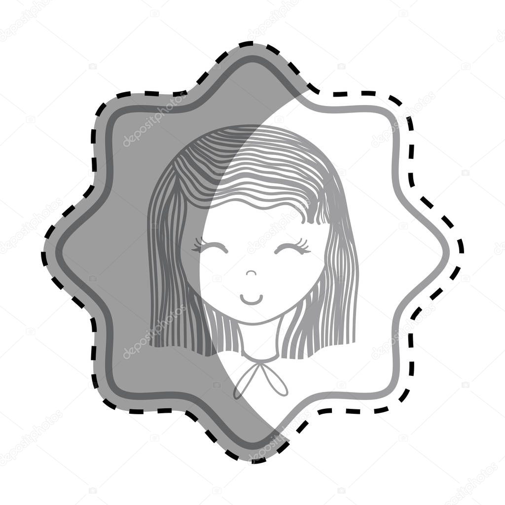 emblem happy woman close eyes, vector illustration design