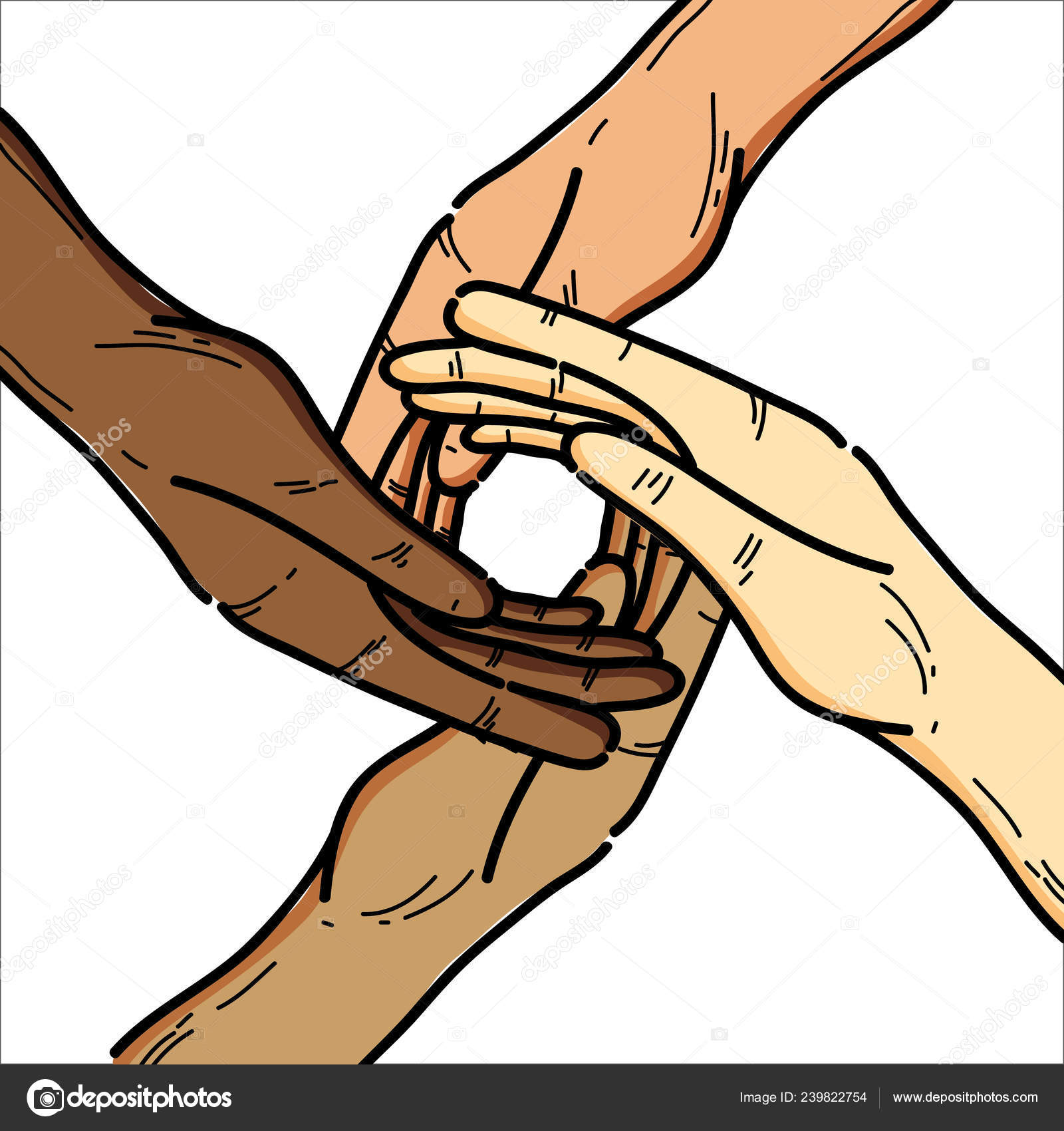 Manos Juntas Para Celebrar Día Libertad Ilustración Vectorial Vector de  stock #239822754 de ©stockgiu, image size:1600x1700