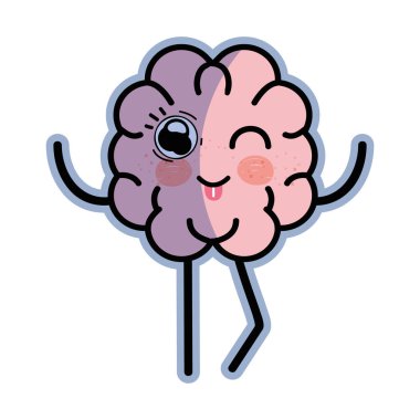 simge çok güzel kawaii beyin ifade, vektör çizim