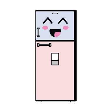 Kawaii şirin mutlu mutfak gereçler vektör çizim